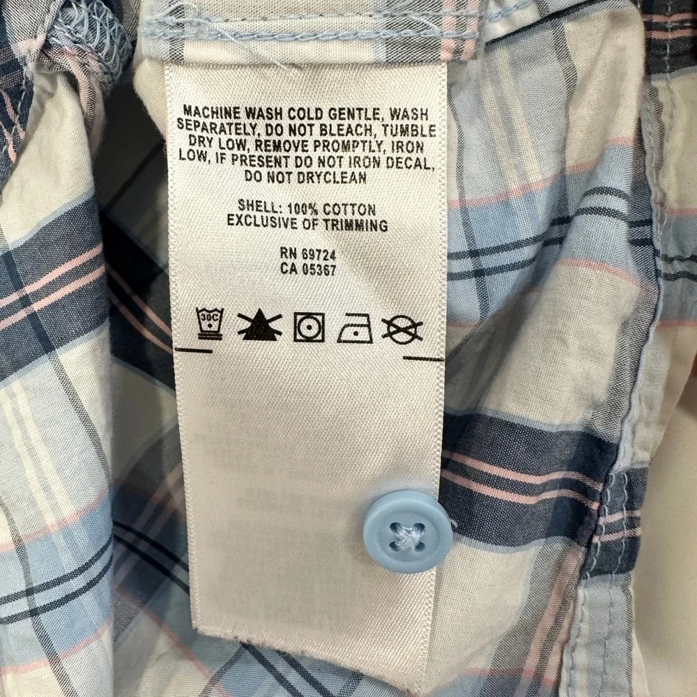 Columbia PFG Tamiami Romper‎ Baby Boys 18-24M Blue Plaid Snap Bottom